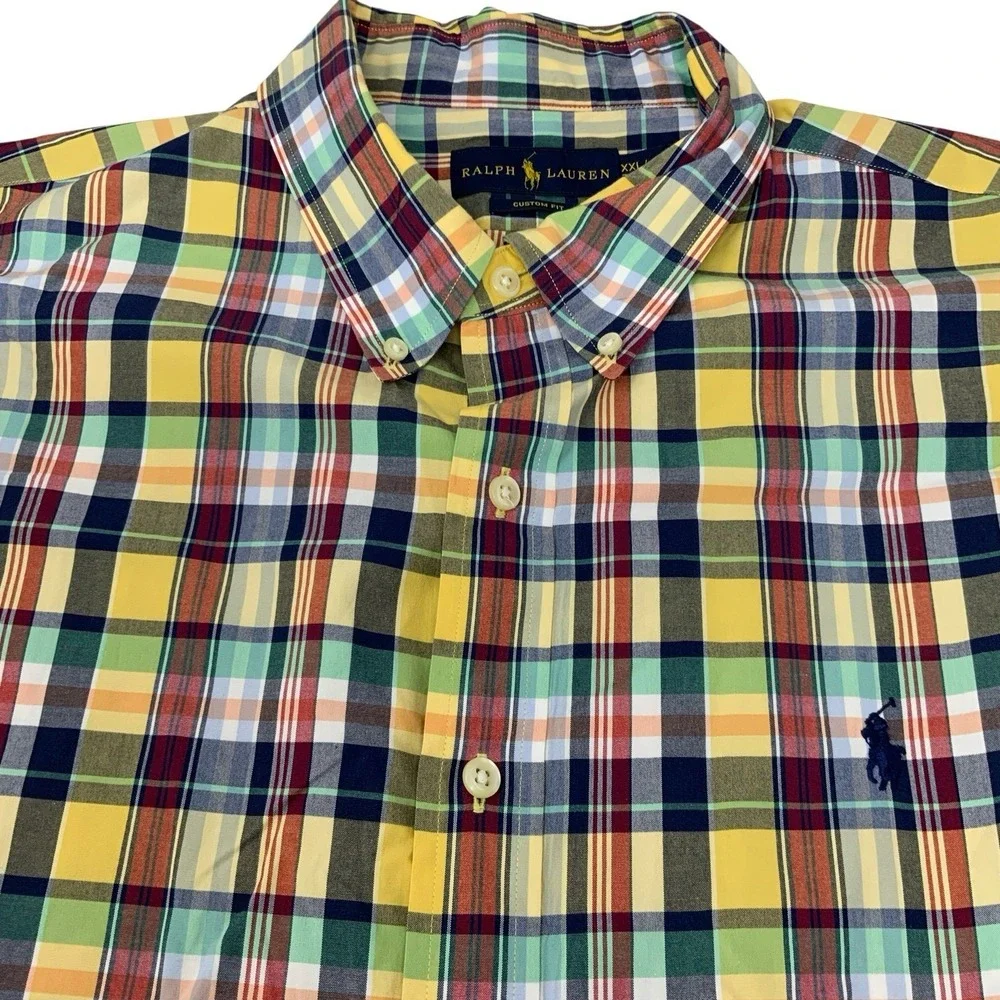 Polo Ralph Lauren Custom Fit Long Sleeve Shirt Mens 2XL XXL‎ Multicolor Plaid